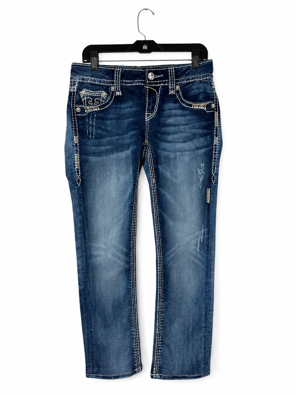 Rock‎ Revival Y2K Embroidered Jeans Low Rise Embellished Size 28 2000s Vintage